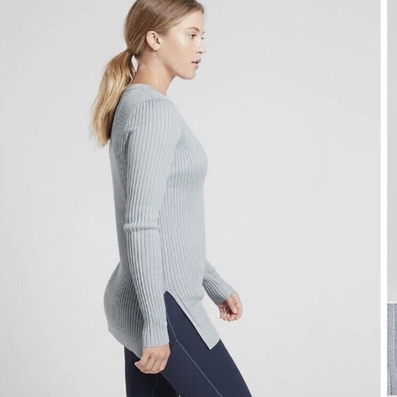Athleta Glacial blue Lincoln Park Ribeed Crew Neck Sweater. Size S - Picture 3 of 13